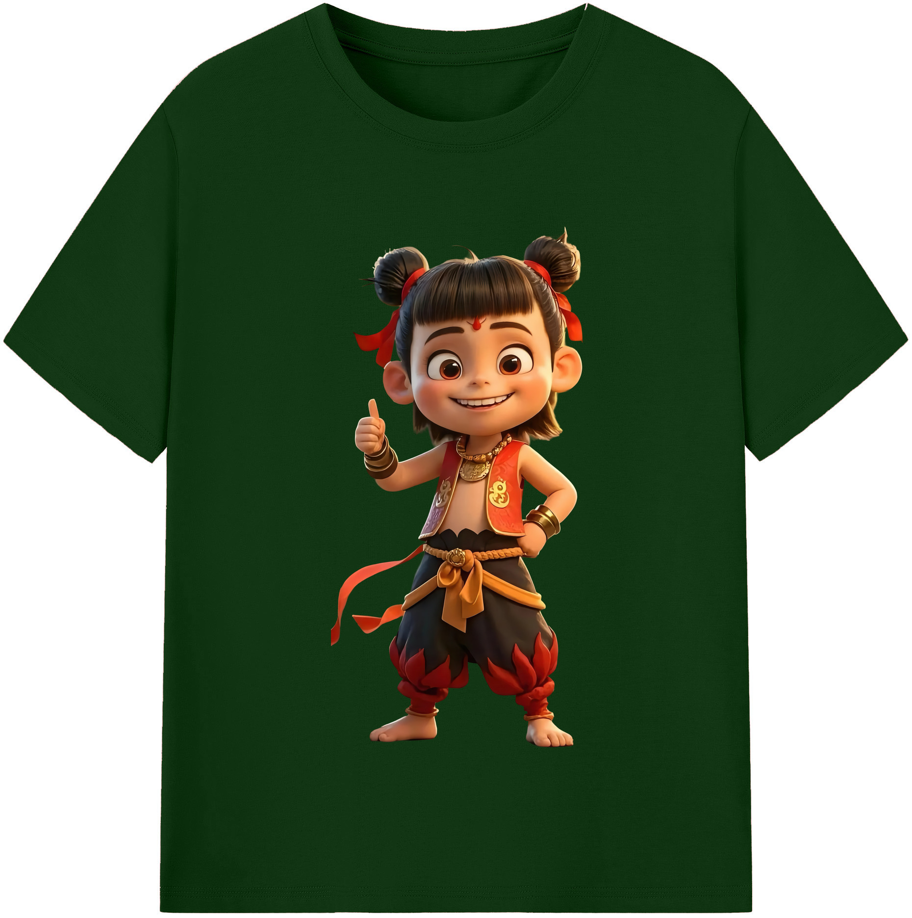（画像用） Ne Zha 2 ナタ 魔童の大暴れ 綿100％半袖Tシャツ（フロントプリント）